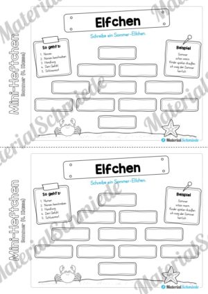 Mini-Heft: Sommer für die 4. Klasse (Sommer-Elfchen schreiben)