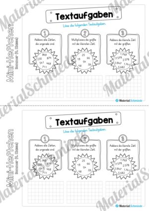 Mini-Heft: Sommer für die 4. Klasse (Mathe Textaufgaben zum Sommer)