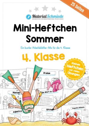 Mini-Heft: Sommer für die 4. Klasse (25 Arbeitsblätter)