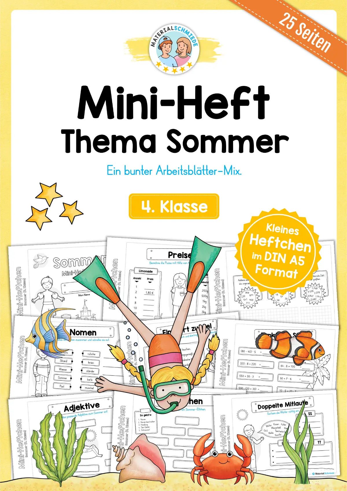 Mini-Heft: Sommer - 4. Klasse (25 Arbeitsblätter)