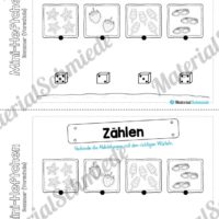 Mini-Heft: Sommer für die Vorschule (Abbildungen zählen und mit Würfel verbinden)