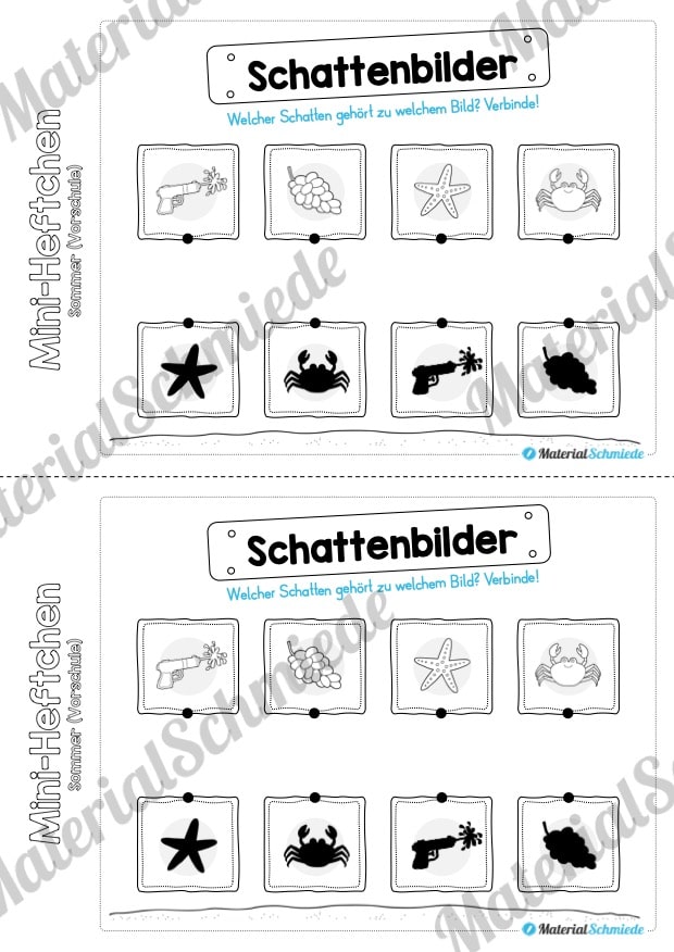 Mini-Heft: Sommer für die Vorschule (Schattenbilder)