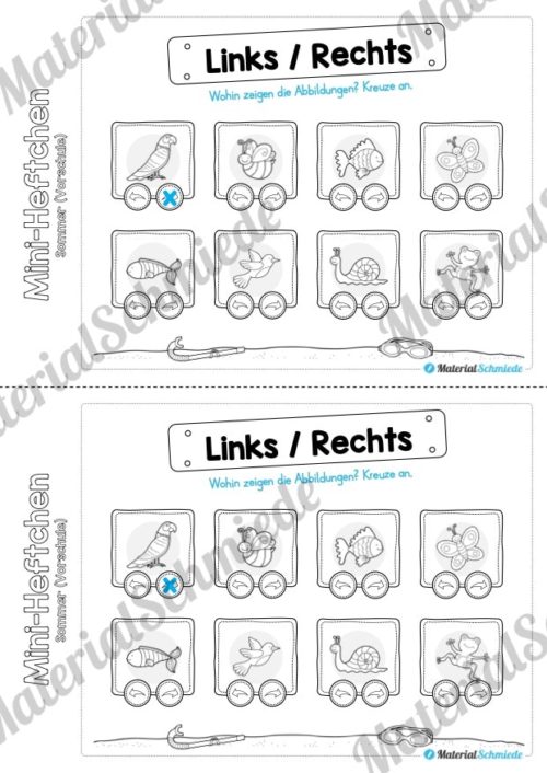 Mini-Heft: Sommer für die Vorschule (Links/Rechts-Übungen)