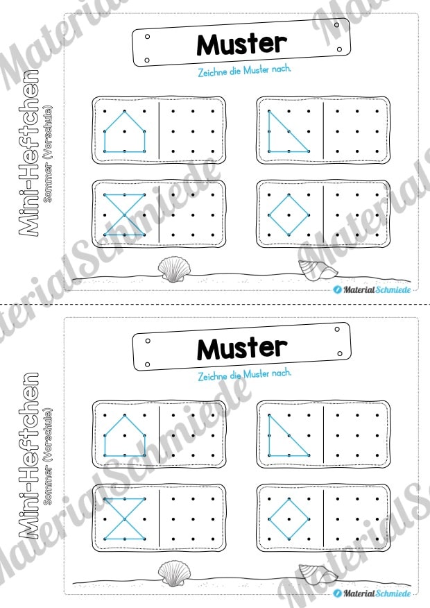 Mini-Heft: Sommer für die Vorschule (Muster übertragen)