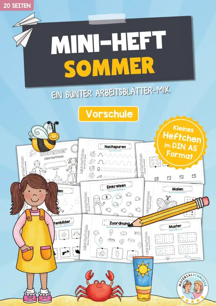 Mini-Heft: Sommer für die Vorschule (20 Arbeitsblätter)
