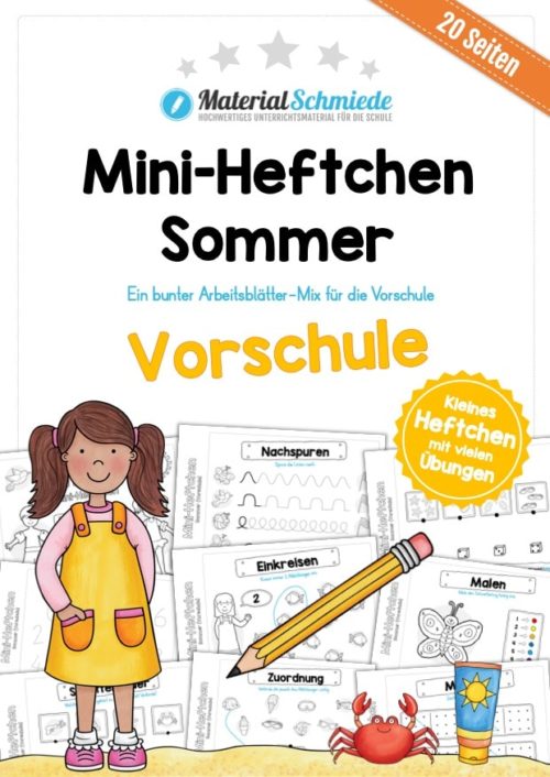 Mini-Heft: Sommer für die Vorschule (20 Arbeitsblätter)