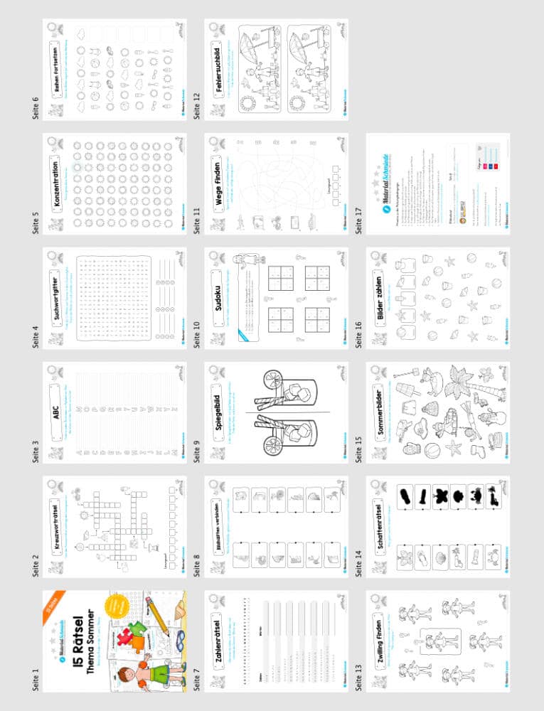 15 Rätsel zum Sommer (Überblick)