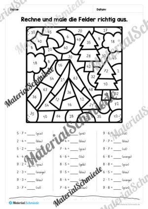 8 Rechenmalblätter zum Sommer: Kleines Einmaleins (Vorschau 04)