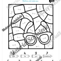 8 Rechenmalblätter zum Sommer im Zahlenraum bis 10 (Vorschau 01)