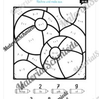 8 Rechenmalblätter zum Sommer im Zahlenraum bis 10 (Vorschau 07)
