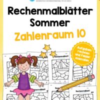 8 Rechenmalblätter zum Sommer im Zahlenraum bis 10