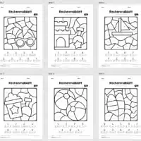 8 Rechenmalblätter zum Sommer im Zahlenraum bis 10 (Überblick)