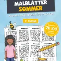 8 Rechenmalblätter Sommer: Zahlenraum 100