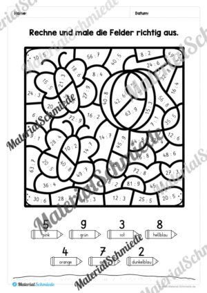 8 Rechenmalblätter zum Sommer im Zahlenraum bis 1.000 (Vorschau 07)