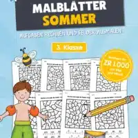 8 Rechenmalblätter zum Sommer im Zahlenraum bis 1.000