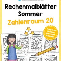 8 Rechenmalblätter zum Sommer im Zahlenraum 20