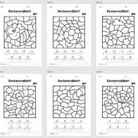8 Rechenmalblätter Sommer: Zahlenraum 20 (Überblick)