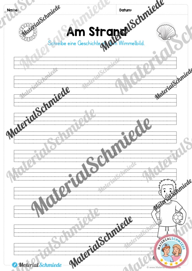 Wimmelbild zum Sommer (mit Aufgaben) - 2. bis 4. Klasse (Arbeitsblatt 07)
