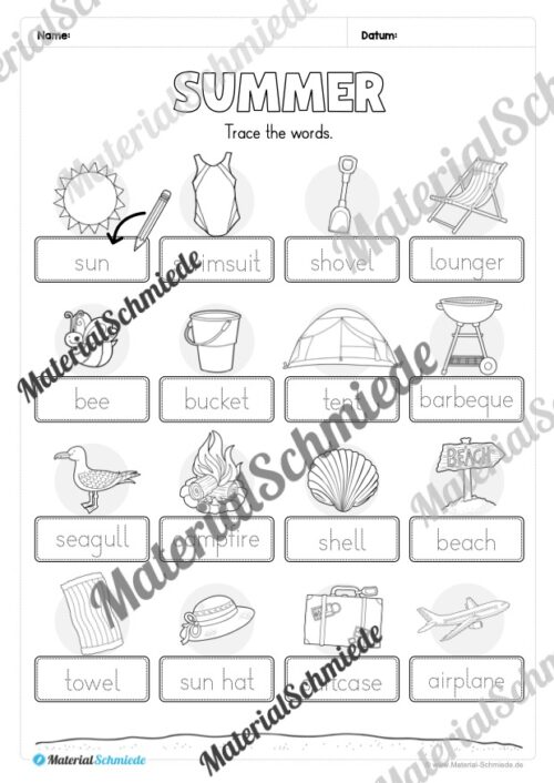 Arbeitsheft Sommer/Summer auf Englisch (Arbeitsblatt 04)