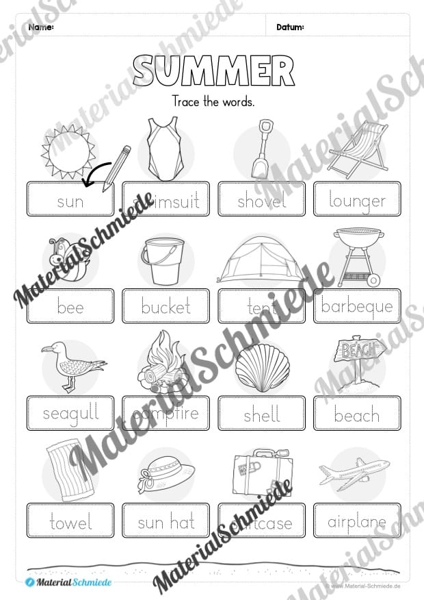 Arbeitsheft Sommer/Summer auf Englisch (Arbeitsblatt 04)