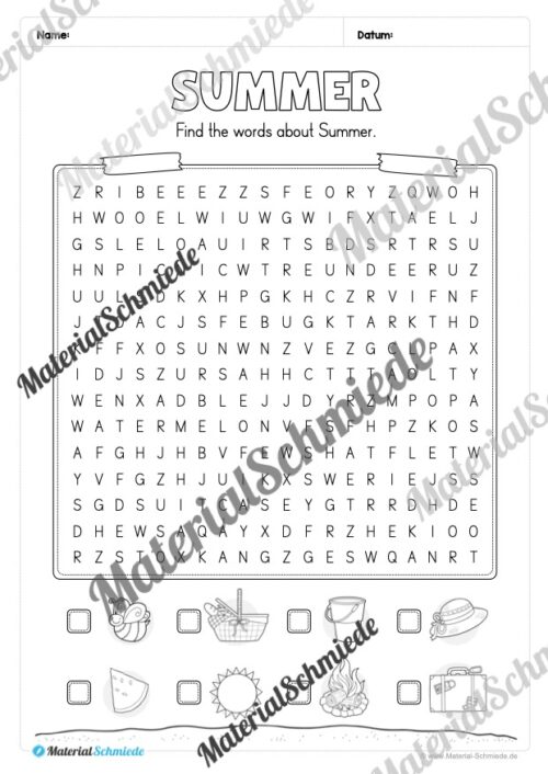 Arbeitsheft Sommer/Summer auf Englisch (Arbeitsblatt 08)