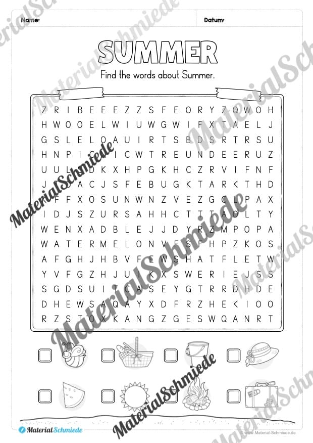 Arbeitsheft Sommer/Summer auf Englisch (Arbeitsblatt 08)