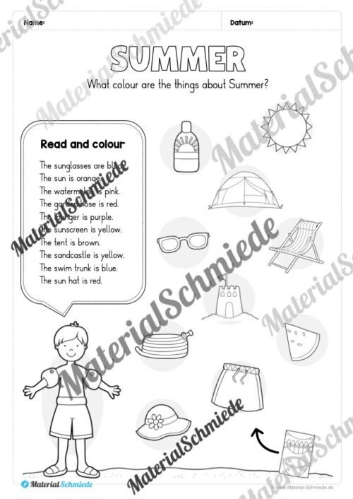 Arbeitsheft Sommer/Summer auf Englisch (Arbeitsblatt 13)