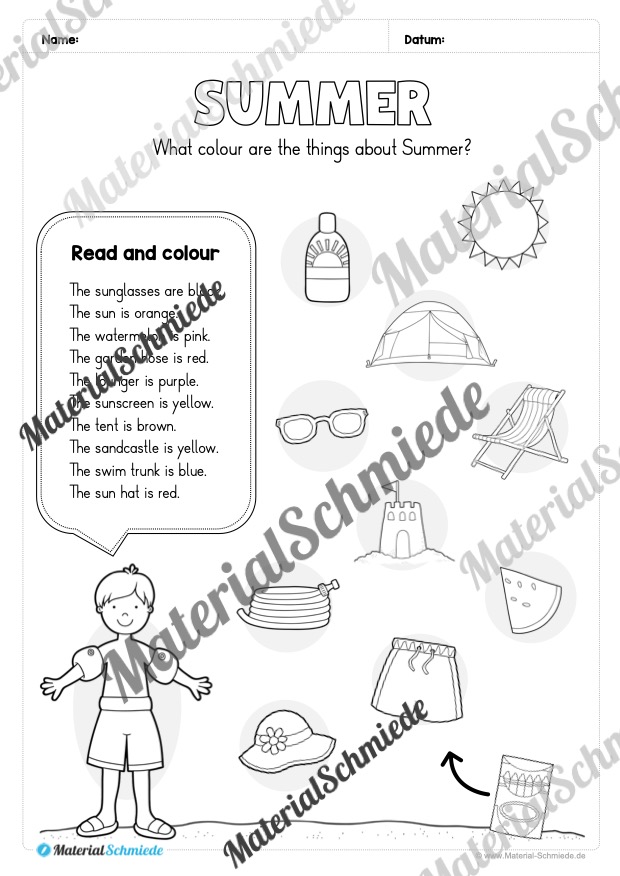 Arbeitsheft Sommer/Summer auf Englisch (Arbeitsblatt 13)