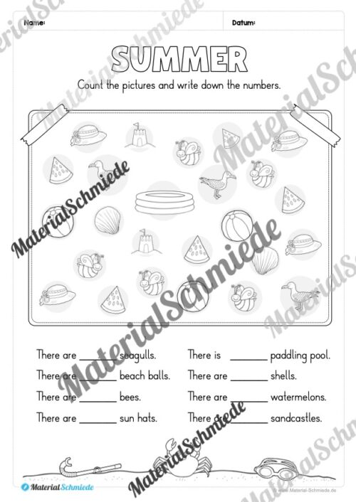 Arbeitsheft Sommer/Summer auf Englisch (Arbeitsblatt 17)