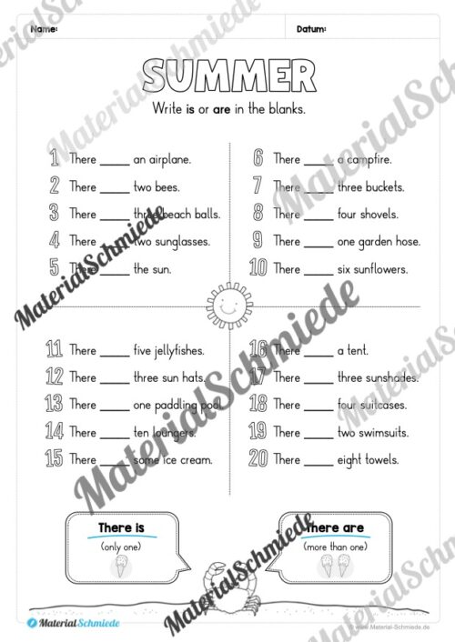 Arbeitsheft Sommer/Summer auf Englisch (Arbeitsblatt 18)