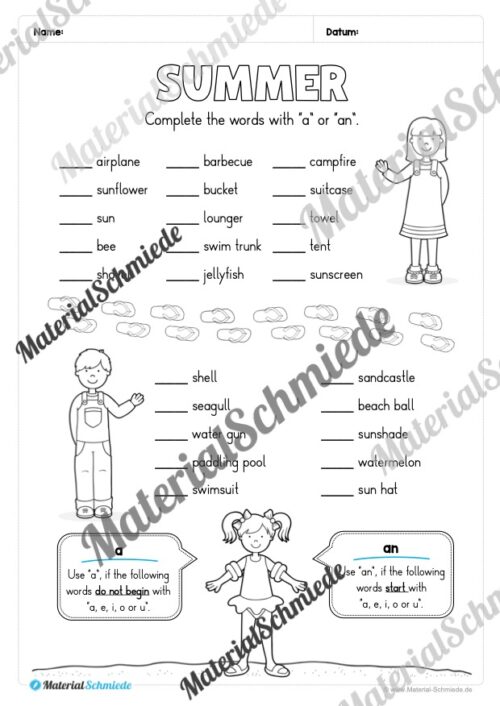 Arbeitsheft Sommer/Summer auf Englisch (Arbeitsblatt 19)