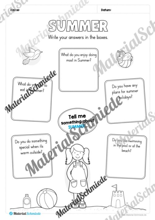 Arbeitsheft Sommer/Summer auf Englisch (Arbeitsblatt 20)