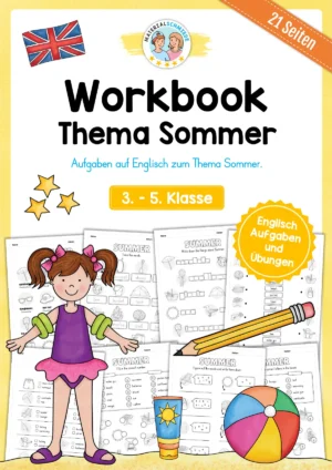 Workbook Sommer/Summer auf Englisch (21 Arbeitsblätter)