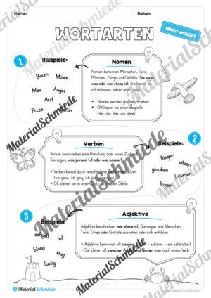 Arbeitsheft Wortarten – Thema Sommer (Arbeitsblatt 02)