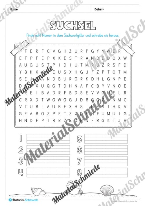 Arbeitsheft Wortarten - Thema Sommer (Arbeitsblatt 03)
