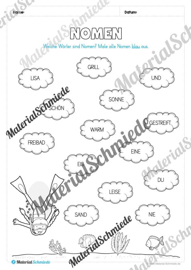 Arbeitsheft Wortarten – Thema Sommer (Arbeitsblatt 04)