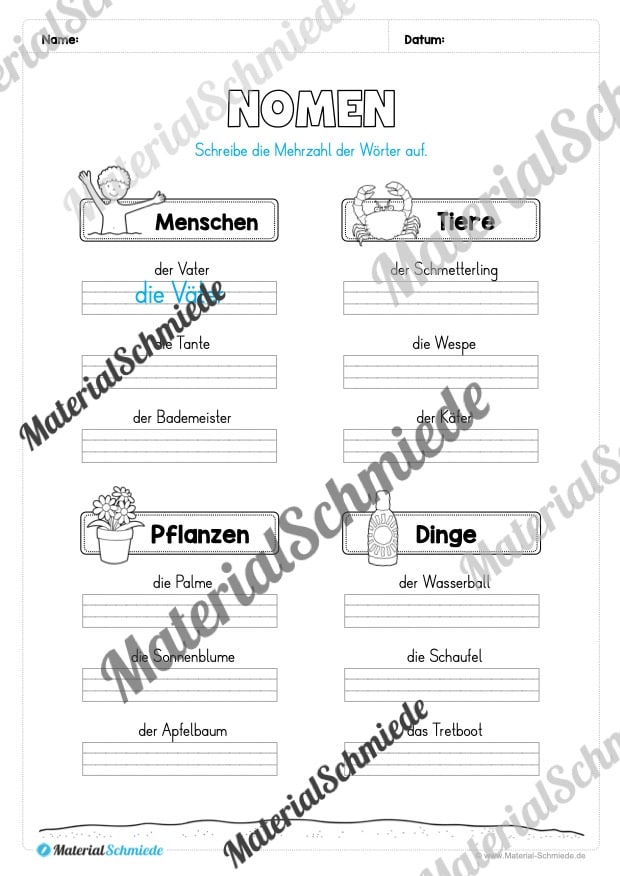 Arbeitsheft Wortarten – Thema Sommer (Arbeitsblatt 05)