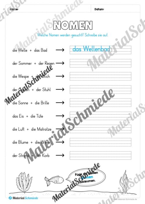 Arbeitsheft Wortarten - Thema Sommer (Arbeitsblatt 08)