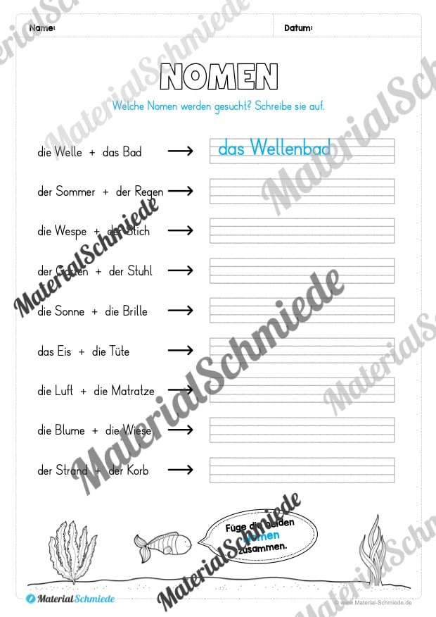 Arbeitsheft Wortarten – Thema Sommer (Arbeitsblatt 08)