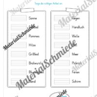 Arbeitsheft Wortarten - Thema Sommer (Arbeitsblatt 09)