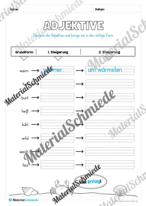 Arbeitsheft Wortarten - Thema Sommer (Arbeitsblatt 10)