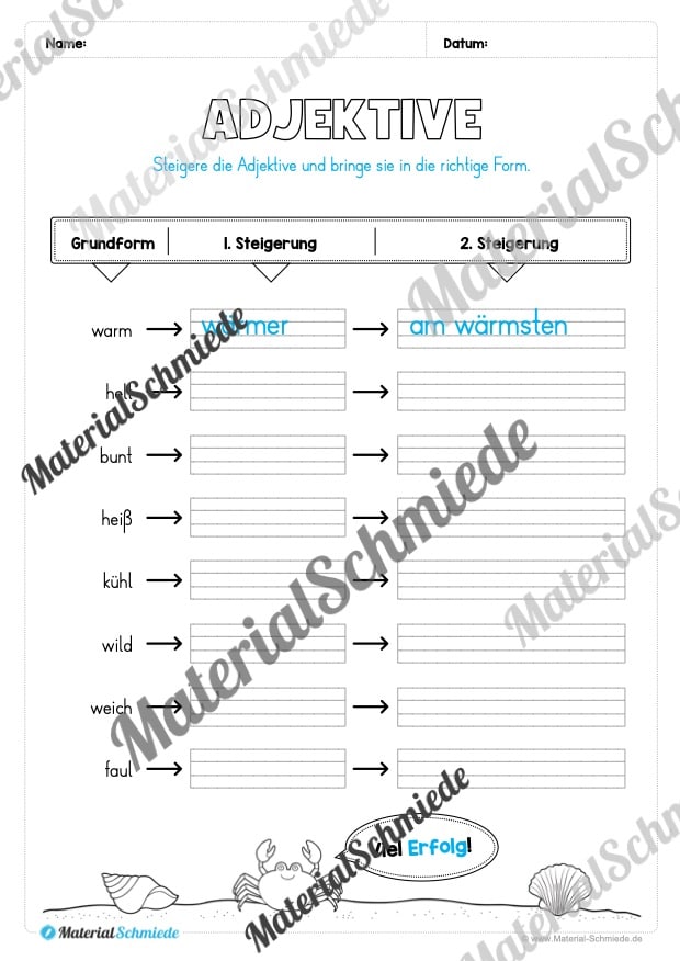 Arbeitsheft Wortarten – Thema Sommer (Arbeitsblatt 10)
