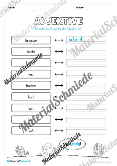 Arbeitsheft Wortarten - Thema Sommer (Arbeitsblatt 11)