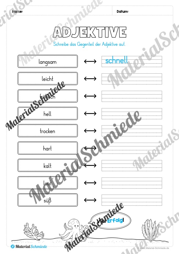 Arbeitsheft Wortarten – Thema Sommer (Arbeitsblatt 11)
