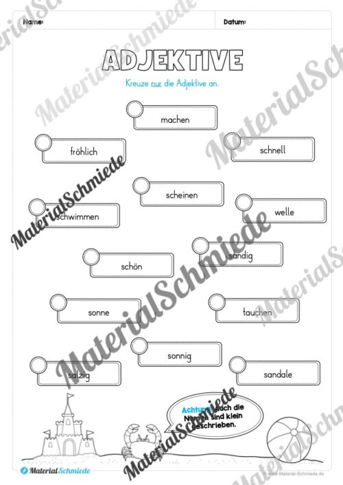 Arbeitsheft Wortarten - Thema Sommer (Arbeitsblatt 12)