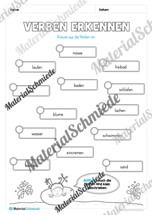 Arbeitsheft Wortarten - Thema Sommer (Arbeitsblatt 15)
