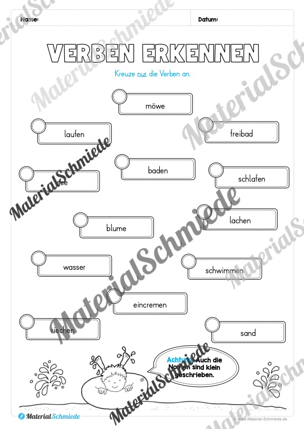 Arbeitsheft Wortarten – Thema Sommer (Arbeitsblatt 15)