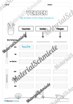 Arbeitsheft Wortarten – Thema Sommer (Arbeitsblatt 16)