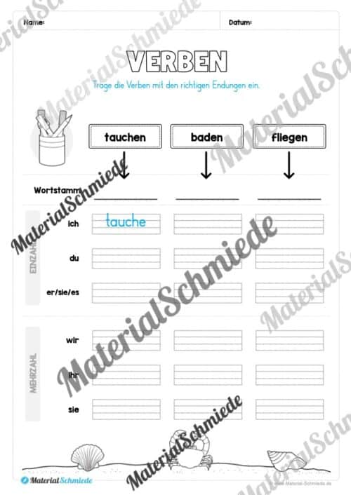 Arbeitsheft Wortarten - Thema Sommer (Arbeitsblatt 16)