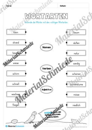Arbeitsheft Wortarten – Thema Sommer (Arbeitsblatt 17)